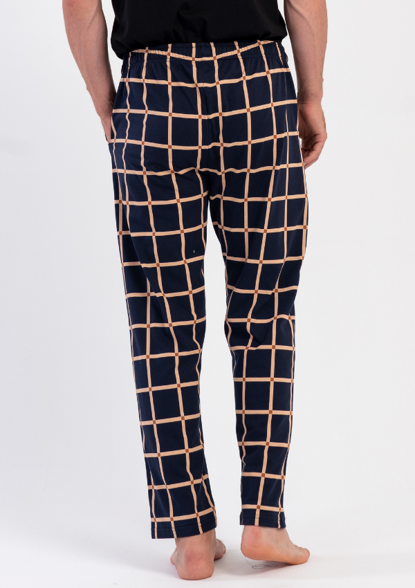 Spodnie męskie Vienetta Dark Check, Granatowy, r. S-XL