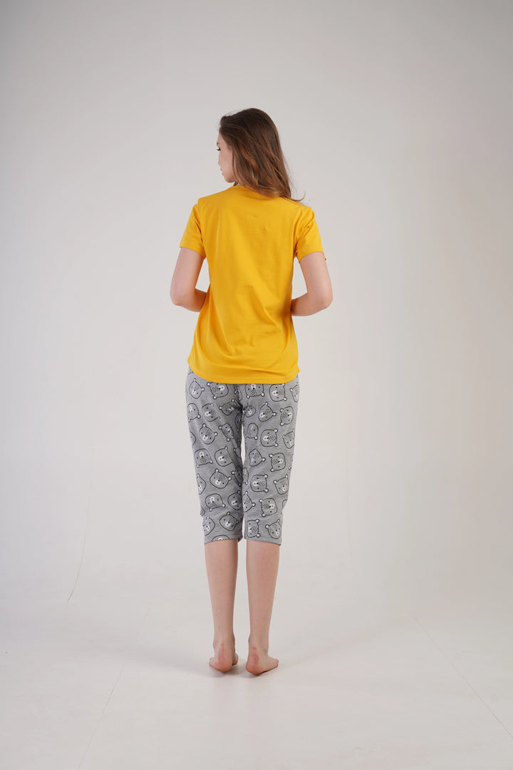 Piżama Damska Vienetta Bear Comfort,, żółto-szara, r. S-XL image 5