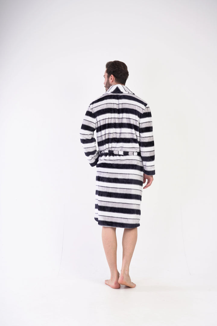 Szlafrok męski softowy Vienetta Comfy Cove, szaro-czarny, r. M-XXL image 4