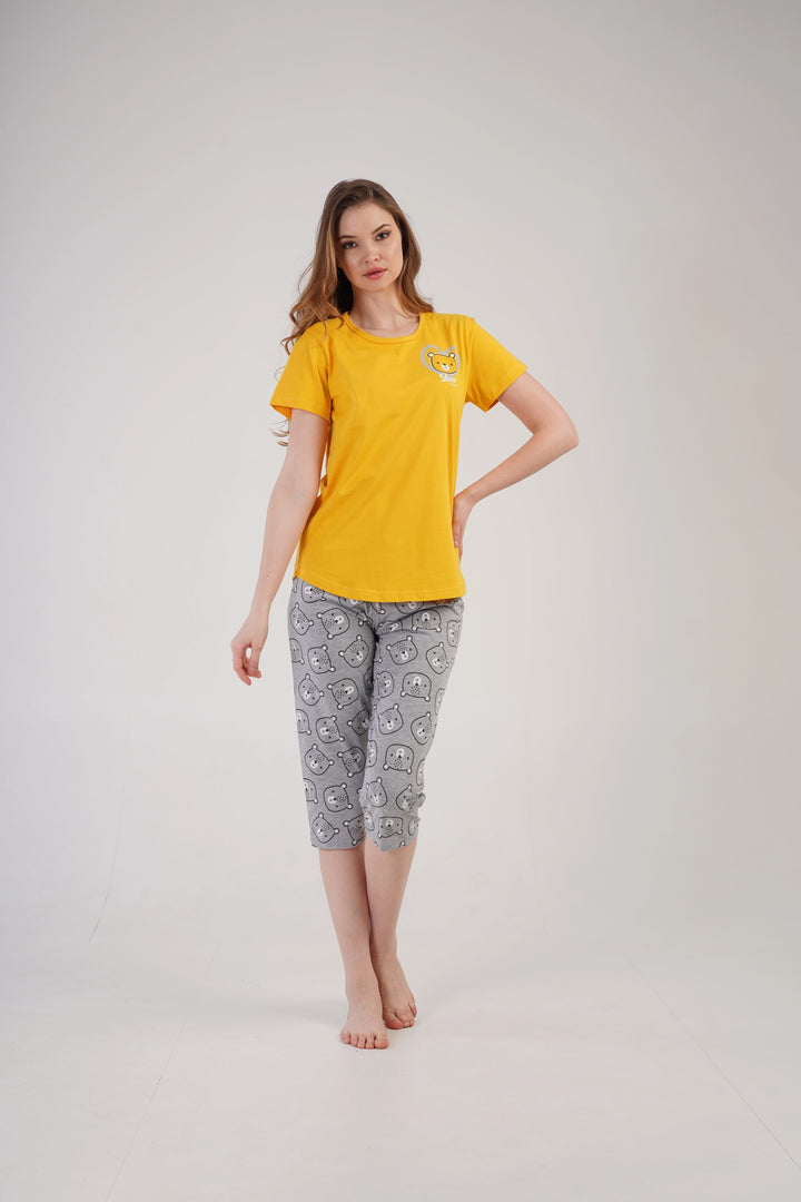 Piżama Damska Vienetta Bear Comfort,, żółto-szara, r. S-XL image 3