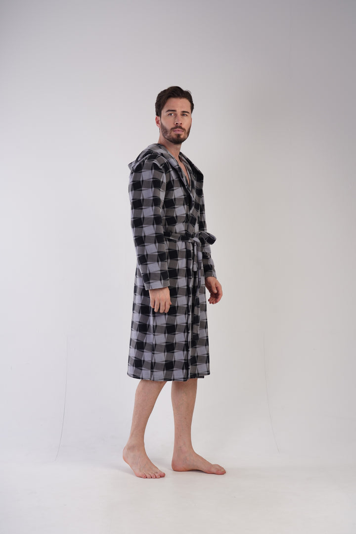 Szlafrok męski polarowy Vienetta Crossing, szary, r. M-XXL