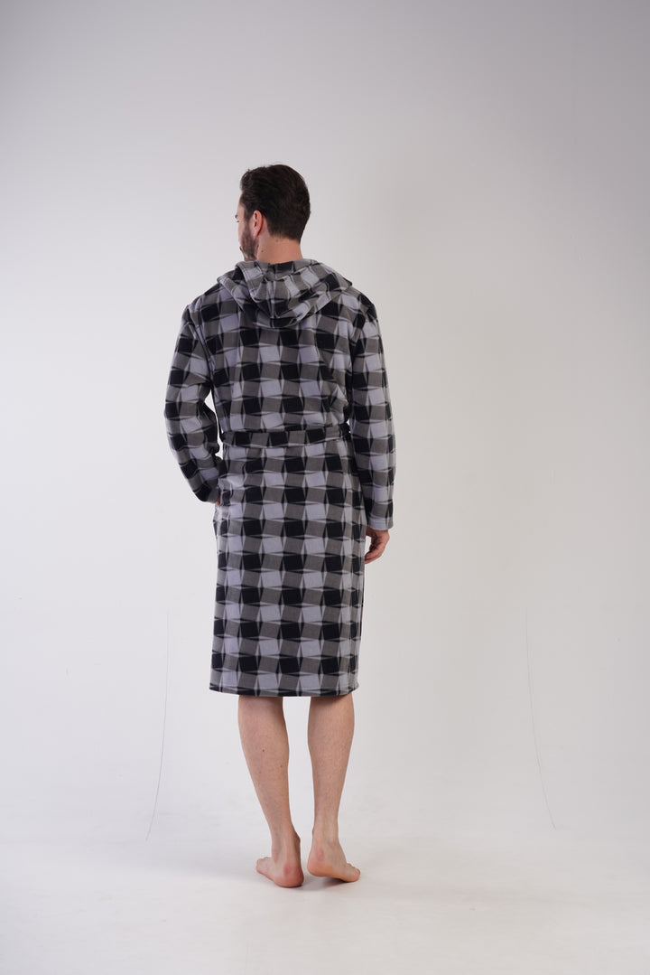 Szlafrok męski polarowy Vienetta Crossing, szary, r. M-XXL