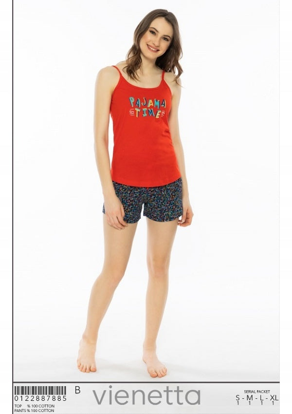 Piżama Damska Vienetta, Pajama Time, Czerwony, r. S-XL