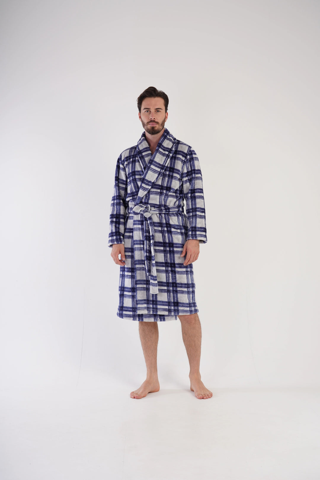 Szlafrok męski Vienetta Masculine Slumber, szaro-granatowy, r. M-XXL image 1