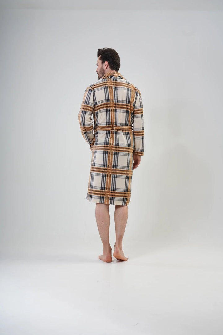 Szlafrok męski polarowy Vienetta Cozy Gentleman, Beżowy, r. M-XXL image 5