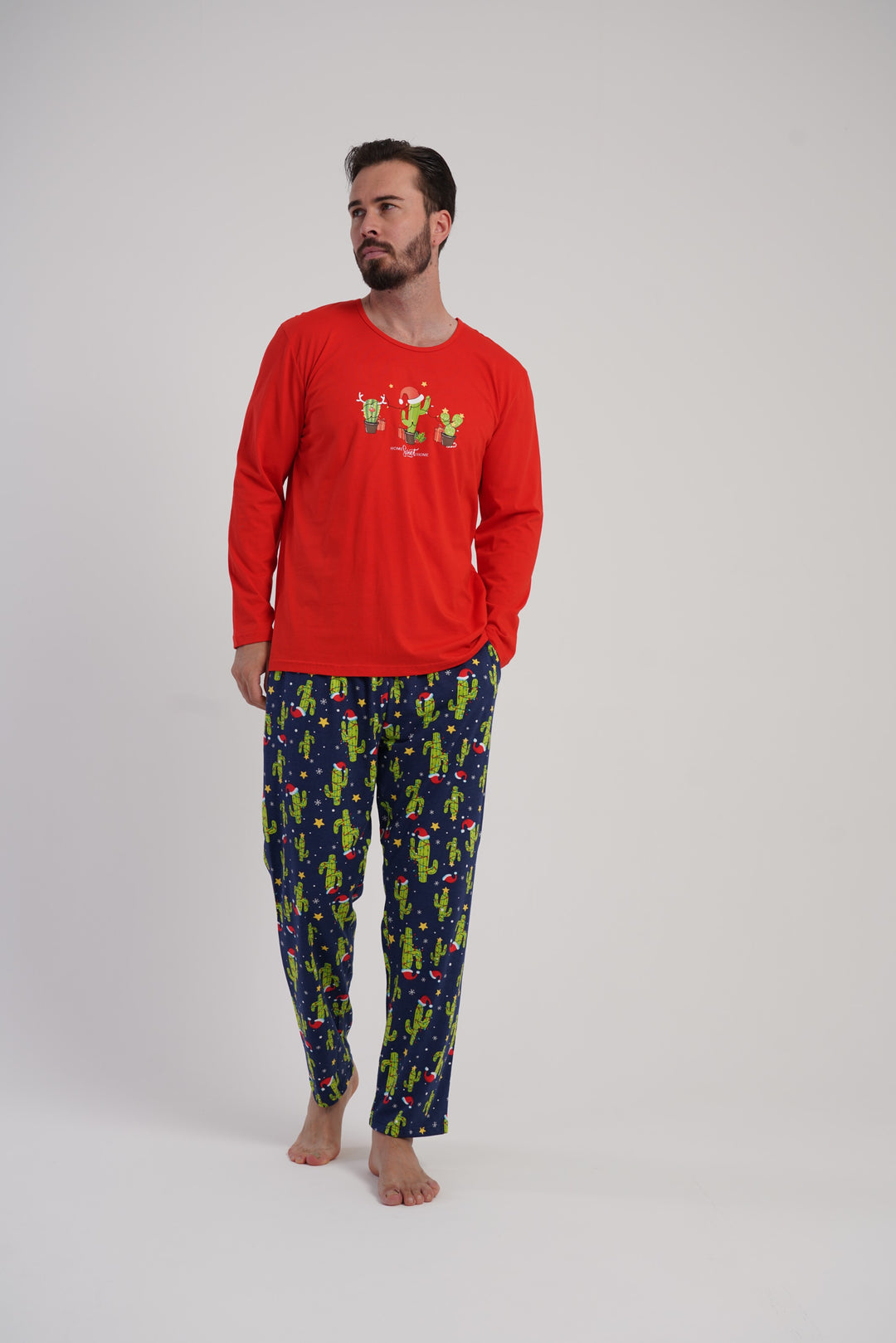 Piżama Męska Vienetta Winter Time, Czerwony, r. S-XL