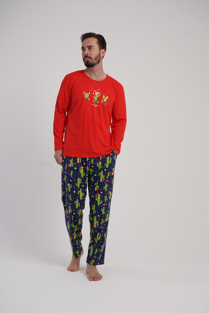 Piżama Męska Vienetta Winter Time, Czerwony, r. S-XL