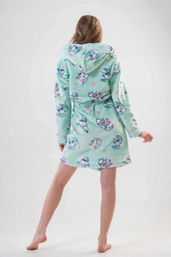 Szlafrok damski Vienetta, Chill Dogs, Zielony, r. S-L image 3