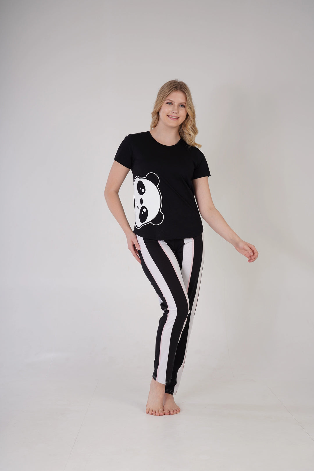 Piżama Damska Vienetta Panda Haven, czarna, r. S-XL image 5