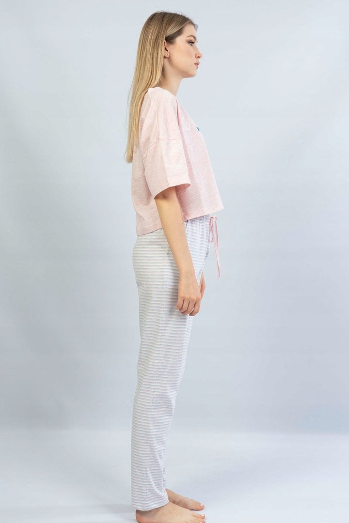 Piżama Damska Vienetta, Good Night, Różowa, r. S-XL image 3