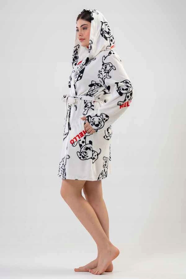 Szlafrok damski Vienetta, Hello Dogs, Biały, r. S-XL image 2