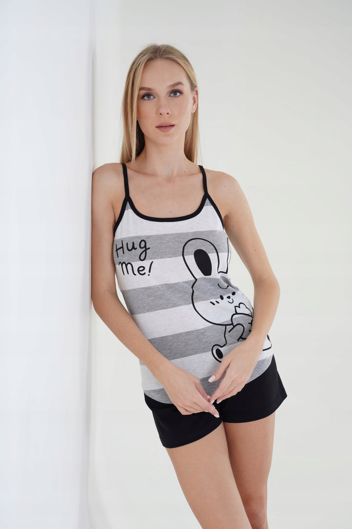 Piżama Damska Vienetta, Hug Me, Szara, r. S-XL