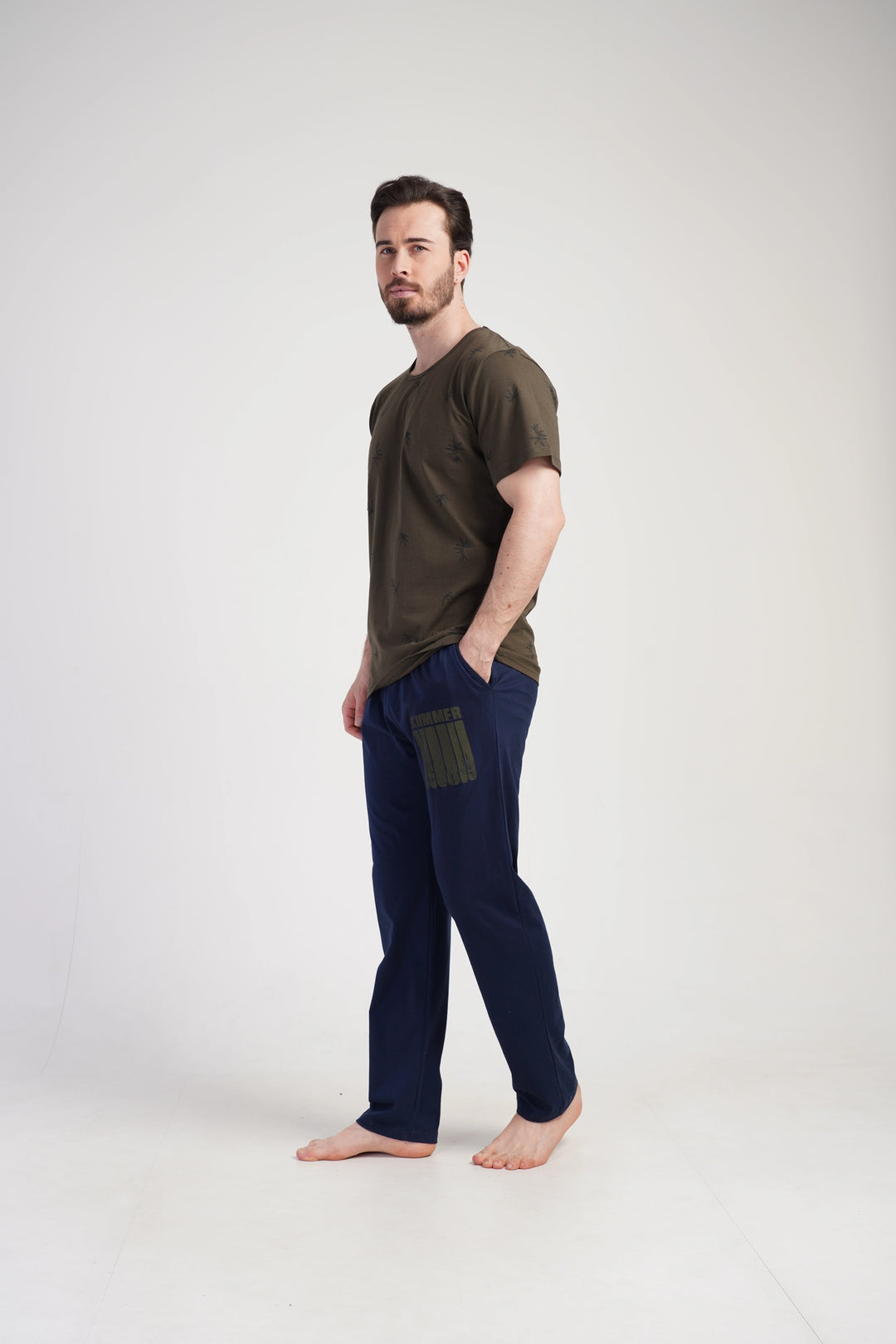 Piżama Męska Vienetta Natural Soft, Brązowy/Granatowy, r. M-XXL image 3