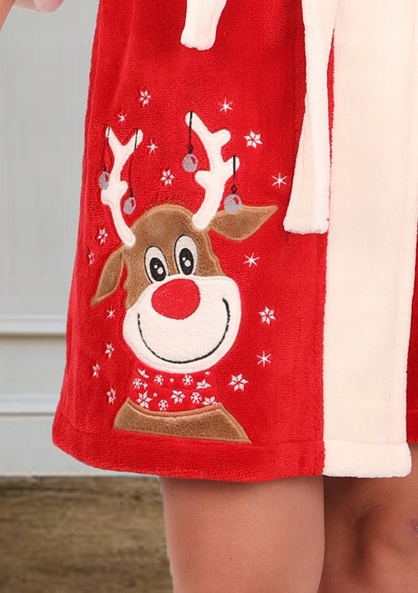 Szlafrok damski Vienetta Oh My DEER, czerwony, r. S-L image 1