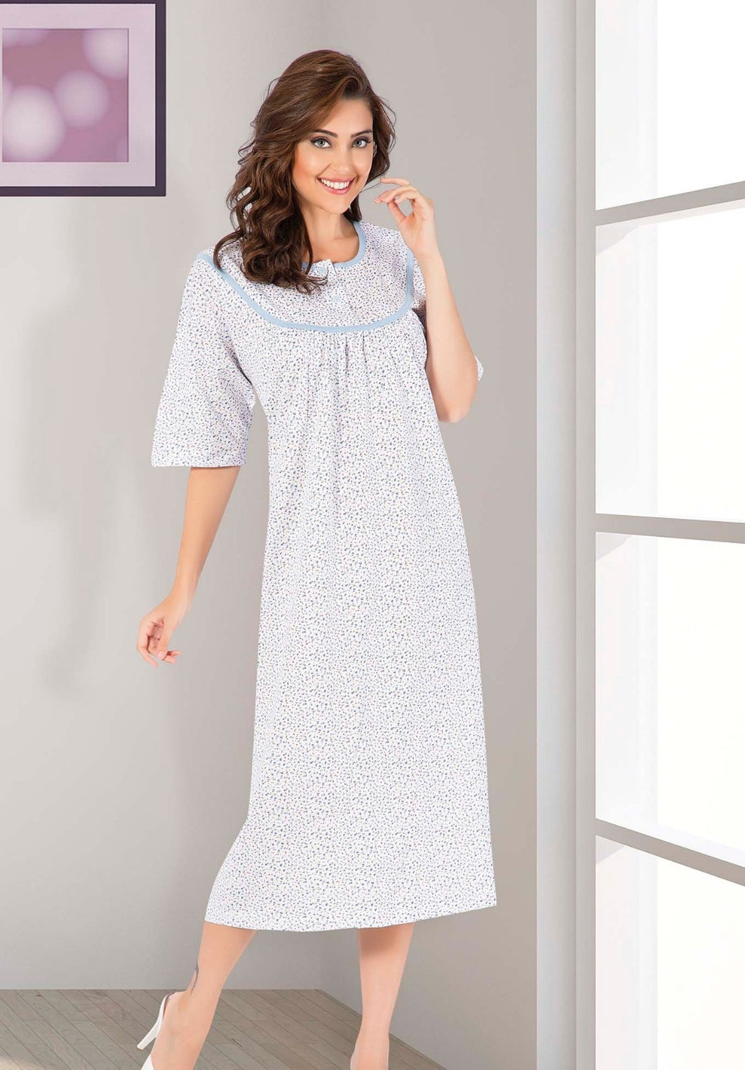 Koszula Nocna Vienetta, Some Flowers, Biała, r. L-XXXL