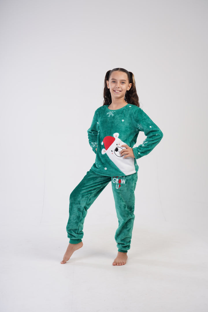 Piżama dziewczęca Vienett Green Paws, Zielony r. 128-158