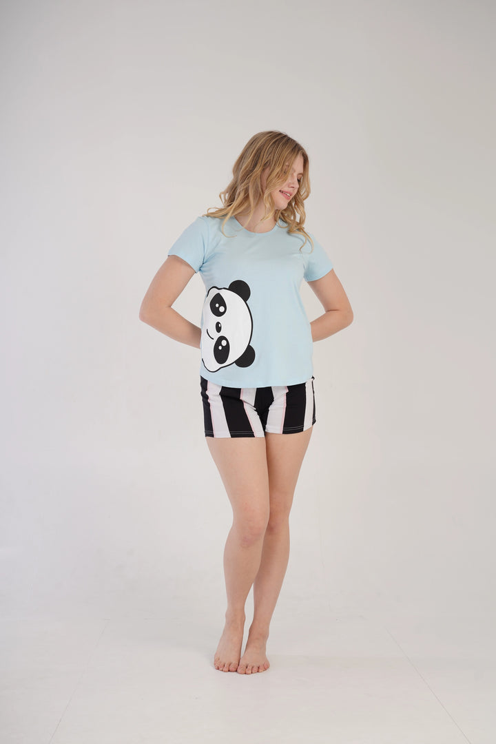 Piżama Damska Vienetta Playful Panda Blue, niebieska, r. S-XL image 3