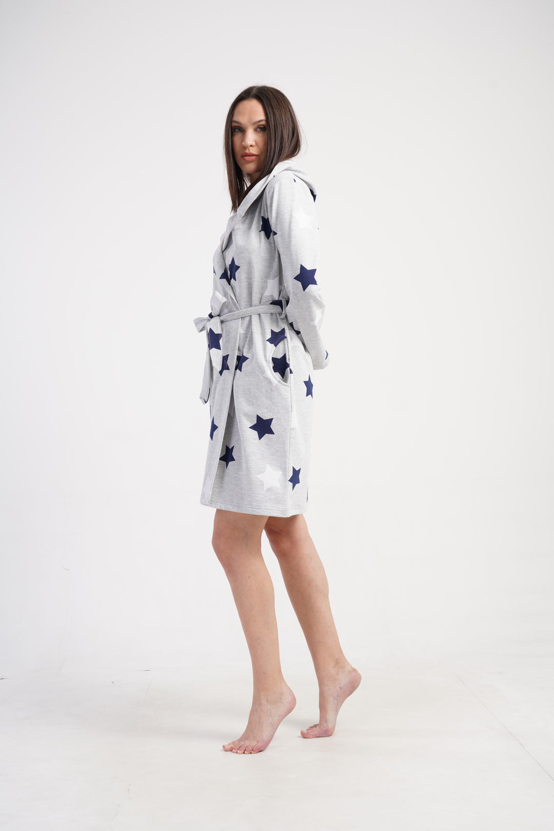 Szlafrok damski Vienetta Star Warmth, Szary, r. S - XL