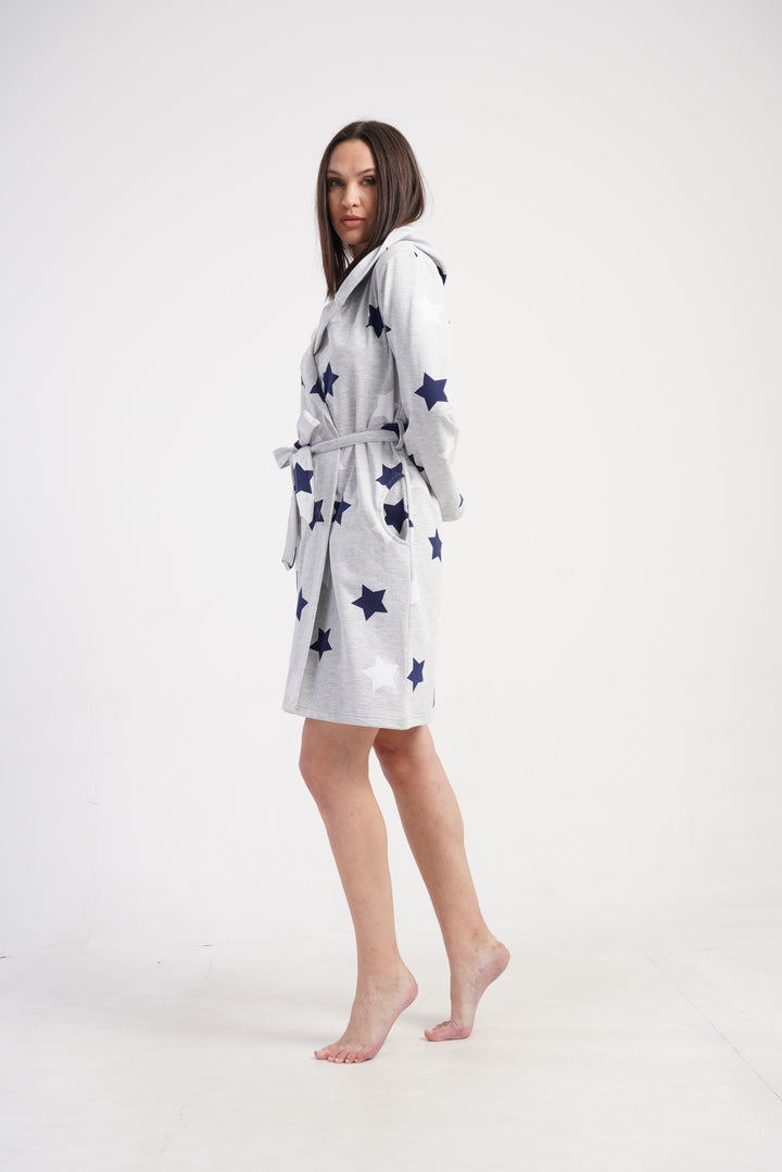 Szlafrok damski Vienetta Star Warmth, Szary, r. S - XL