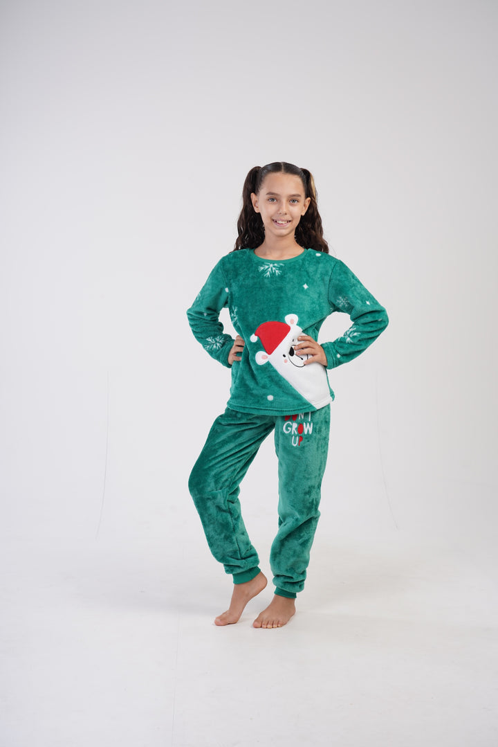 Piżama dziewczęca Vienett Green Paws, Zielony r. 128-158