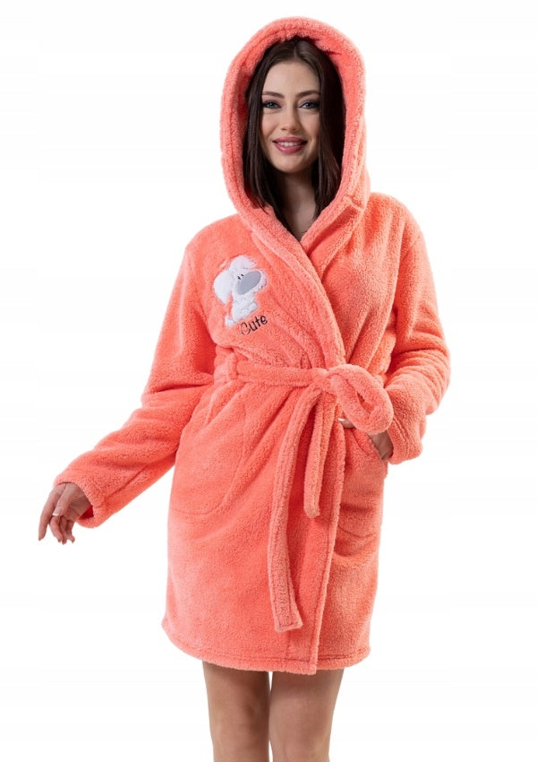 Szlafrok damski Vienetta, Cute Dog, Pomarańczowy, r. S-L image 0