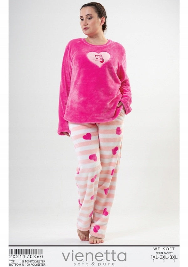 Piżama Damska Vienetta, Me+U, Różowa, r. 1XL-4XL