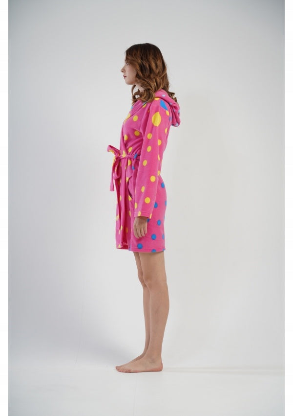 Szlafrok damski polarowy Vienetta Bubbles Pink, różowy, r. S-XL image 3