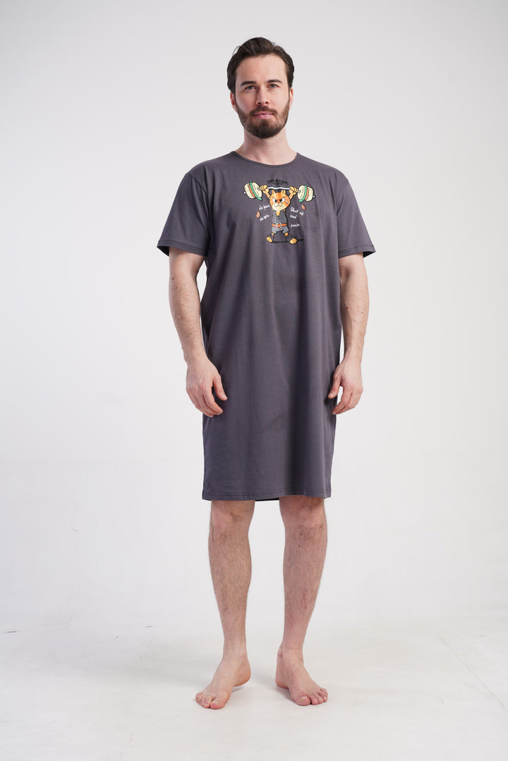 Koszula męska Vienetta Tiger Night, Szary, r. L-XXXL