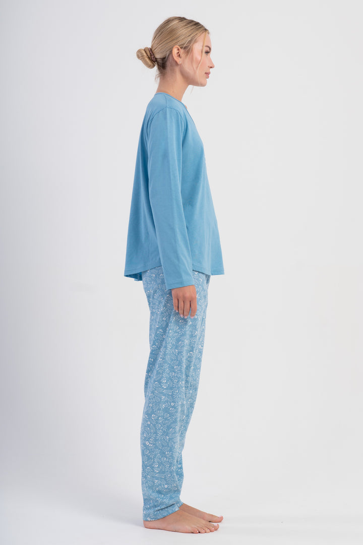 Piżama Damska Vienetta Blue Garden, Niebieski, r. 1XL-4XL