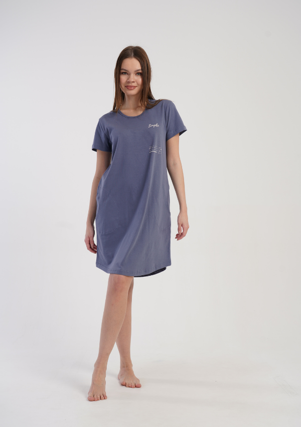 Koszula Nocna Vienetta Simple Calm, Niebieski, r. M-XXL
