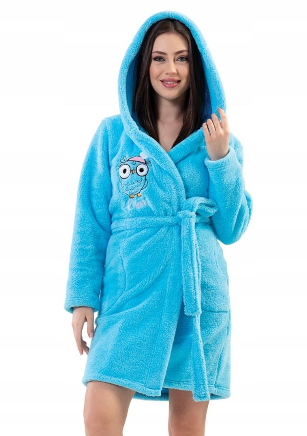 Szlafrok damski Vienetta, Blue Bird, Niebieska, r. S-L