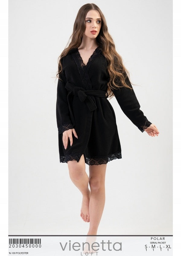 Szlafrok damski Vienetta, Black Girl, Czarny, r. S-XL image 1