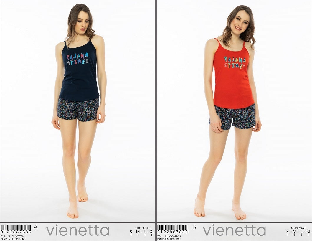 Piżama Damska Vienetta, Pajama Time, Granatowa, r. S-XL