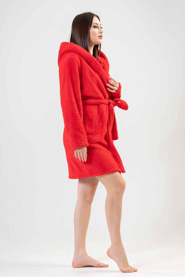 Szlafrok damski Vienetta Red Vibes, czerwony, r. S-L image 3