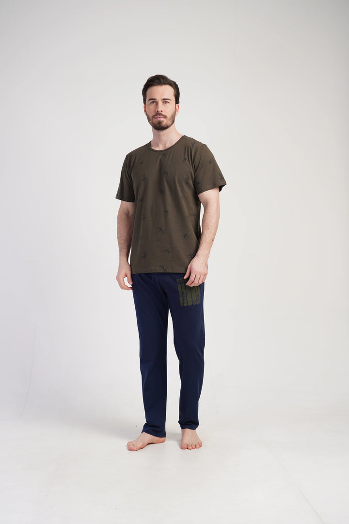 Piżama Męska Vienetta Natural Soft, Brązowy/Granatowy, r. M-XXL image 1