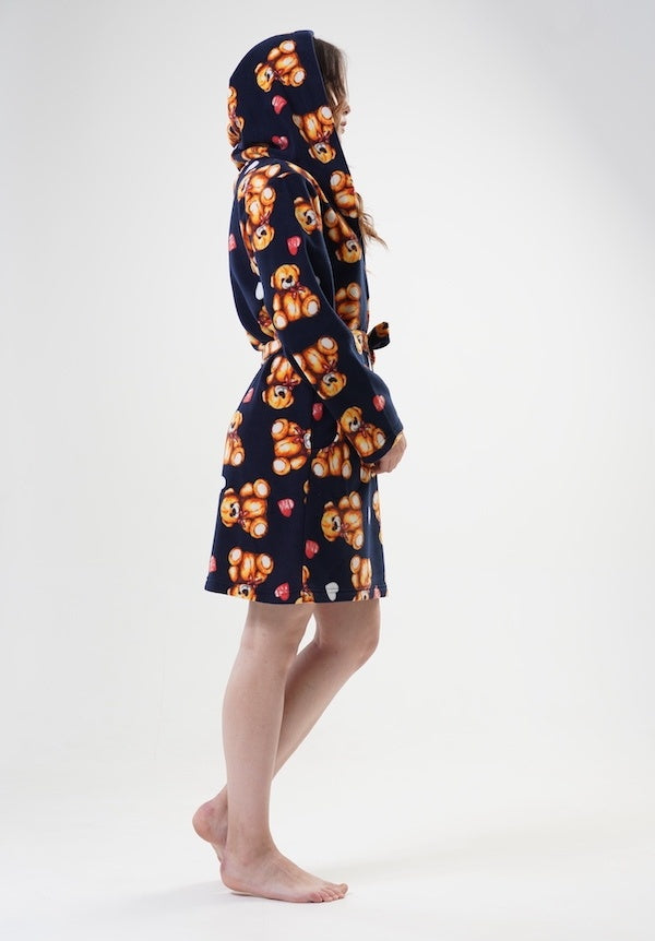 Szlafrok damski Vienetta, Bears, Czarny, r. S-XL