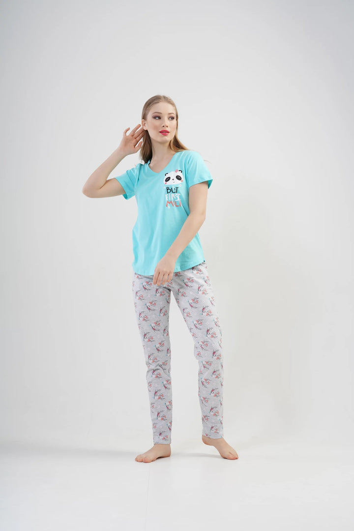 Piżama Damska Vienetta First Milk Blue, niebiesko-szara, r. S-XL image 2