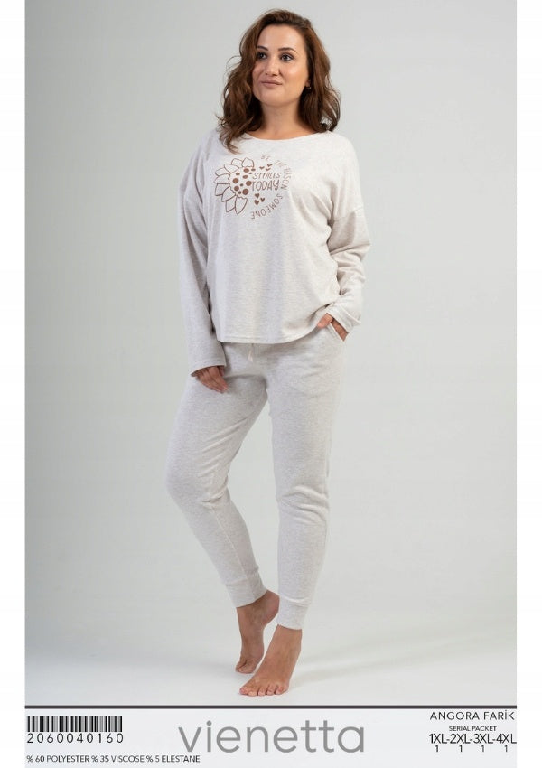 Piżama Damska Vienetta, Be The Reason, Beżowy, r. 1XL-4XL image 4