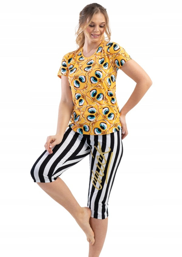 Piżama Damska Vienetta, Chick Invasion, Żółty, r. S-XL