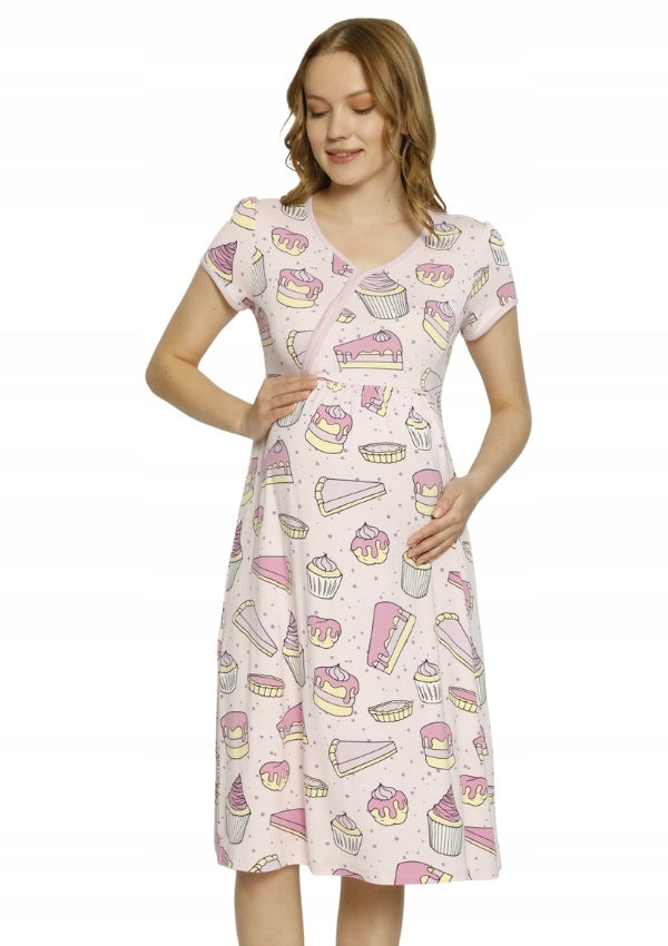 Koszula Damska do karmienia Vienetta, Cake Party, Różowa, r. M-XXL