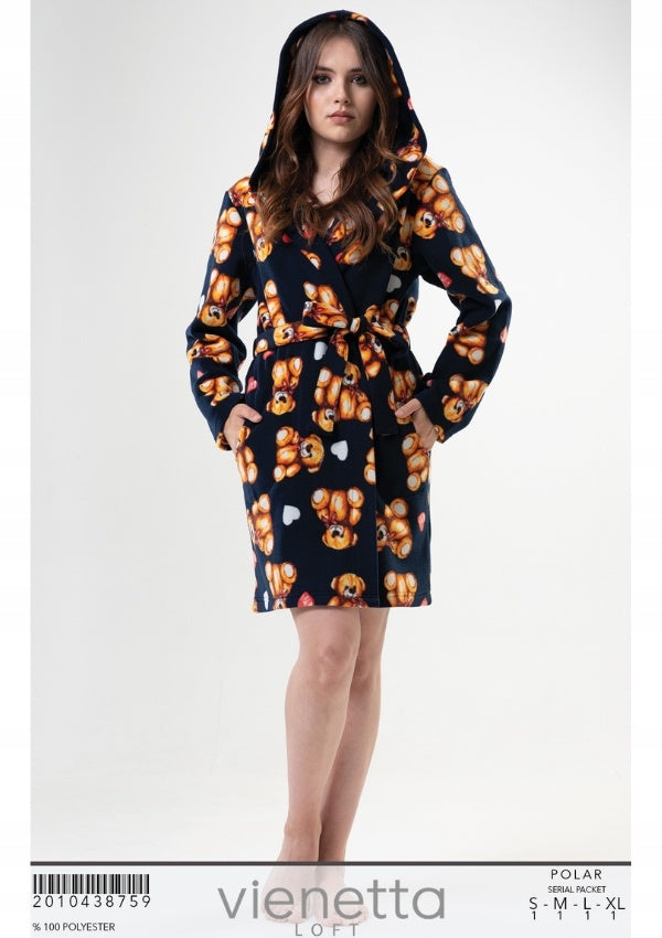 Szlafrok damski Vienetta, Bears, Czarny, r. S-XL image 1
