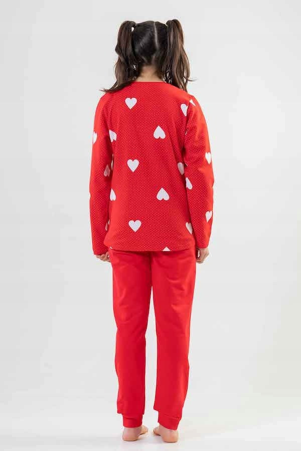 Piżama Dziewczęca Vienetta, White Hearts, Czerwona, r. 134-164
