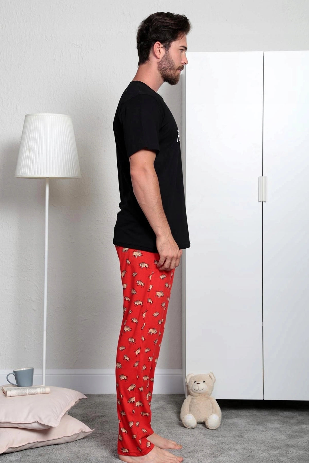 Piżama Męska Vienetta Go Faster, Czerwony, r. S - XL