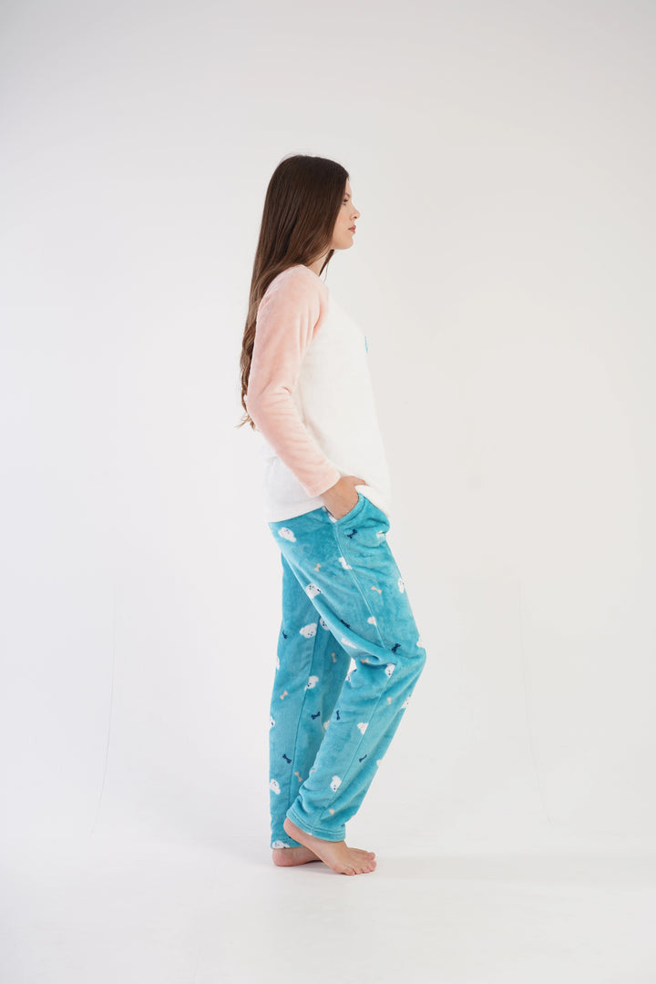 Piżama Damska Softowa Vienetta Fluffy Dreamwear, biało-niebieska, r. S-XL image 4