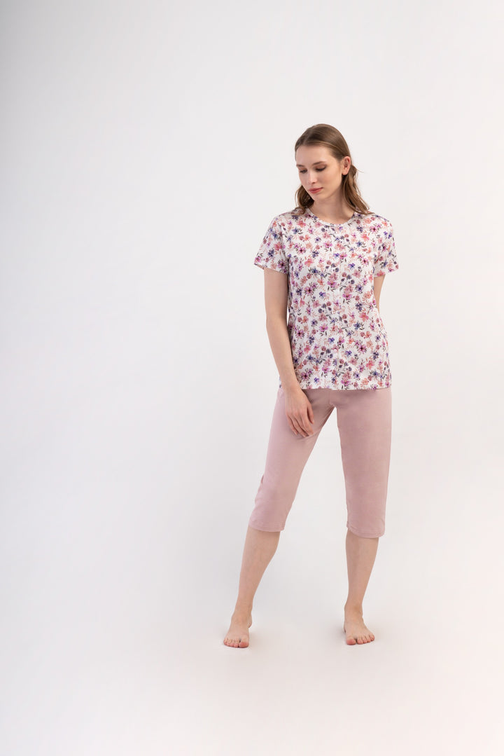 Piżama Damska Vienetta Chill Flowers, Różowy, r. L-XXL