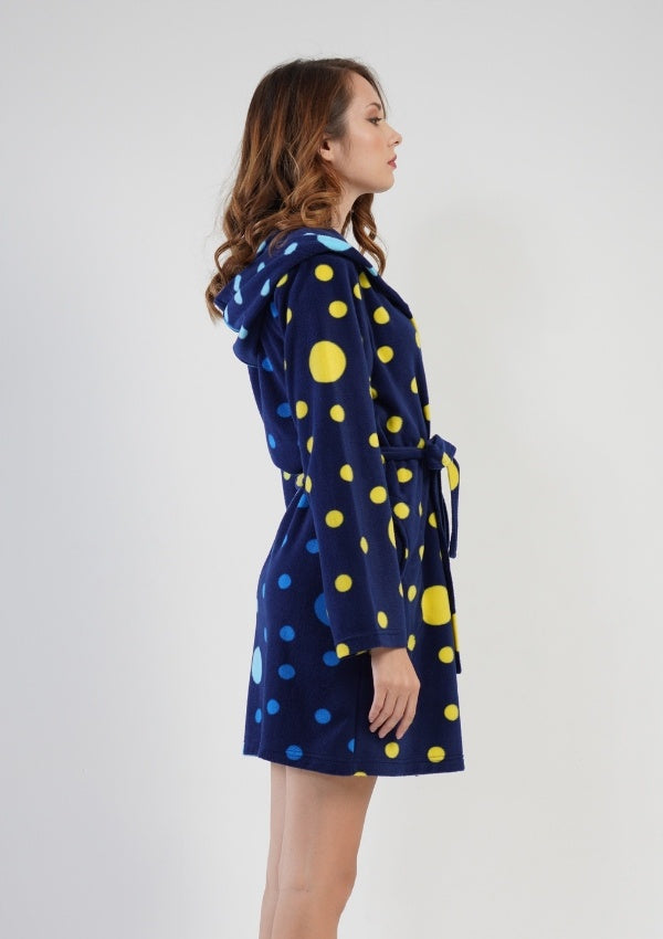 Szlafrok damski polarowy Vienetta Bubbles Navy, granatowy, r. S-XL image 2