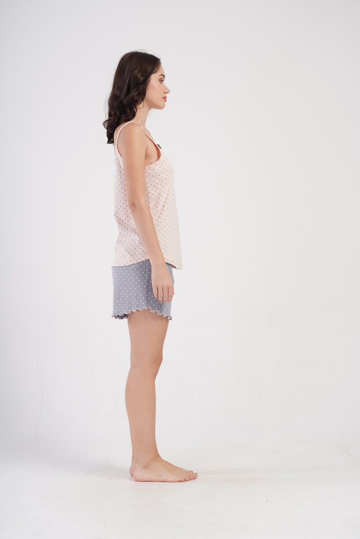 Piżama Damska Pink Dots, Różowy, S -XL