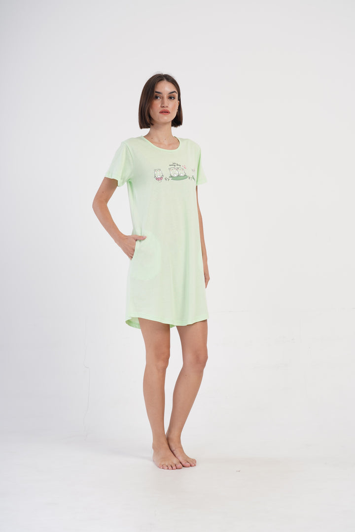 Koszula Nocna Vienetta Cute Frogs, Zielony, r. S-XL