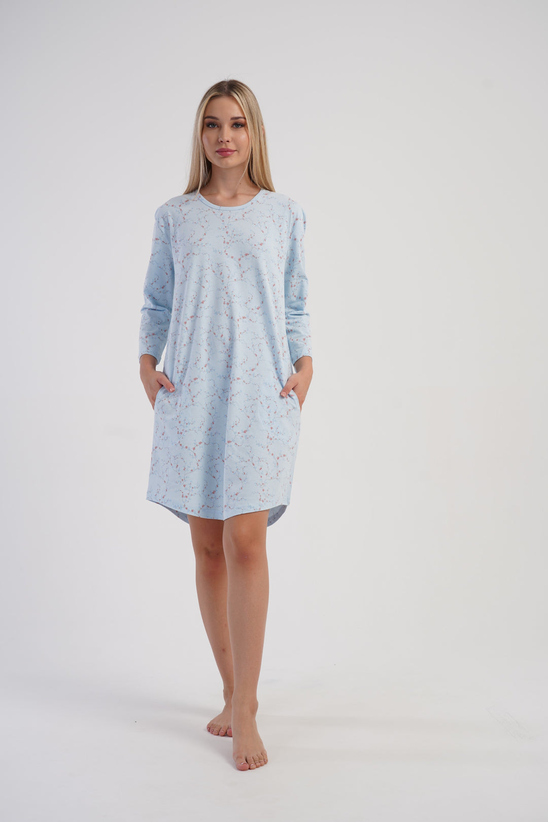 Koszula Nocna Damska Vienetta Cozy Blue, Niebieski, r. M - XXL