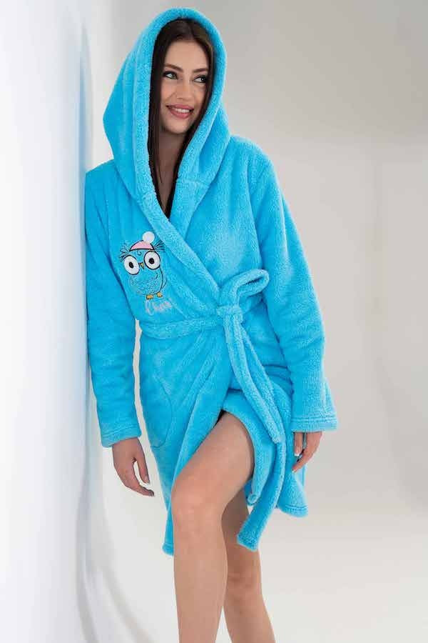 Szlafrok damski Vienetta, Blue Bird, Niebieska, r. S-L image 1